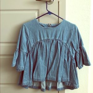 Chambray ruffle top